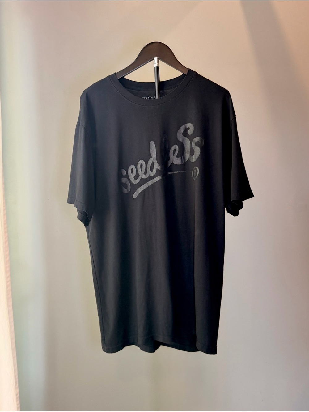 SeedleSs Men’s Black XL Cotton Modal Logo T-Shirt Streetwear Everyday Casual